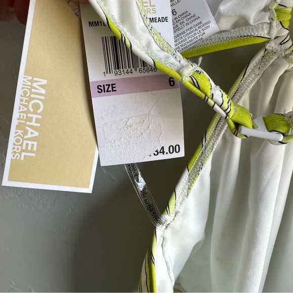 Michael Kors Women's Printed O-Ring One Piece Swimsuit - Cutout Lime Zebra SZ 6 - Picture 5 of 14